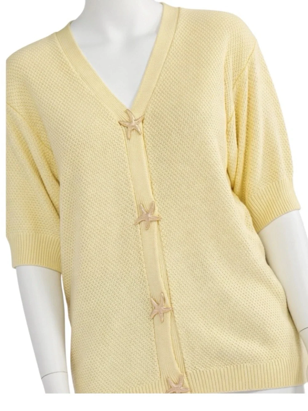 GEE GEE starfish snap front yellow v neck sweater S M L